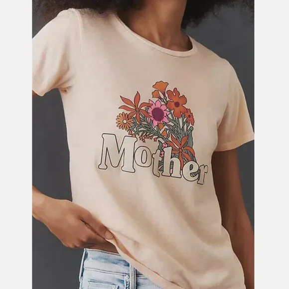 MOTHER Anthropologie The Itty Bitty Tee Flower Super Bloom Size S NWT - Picture 2 of 4